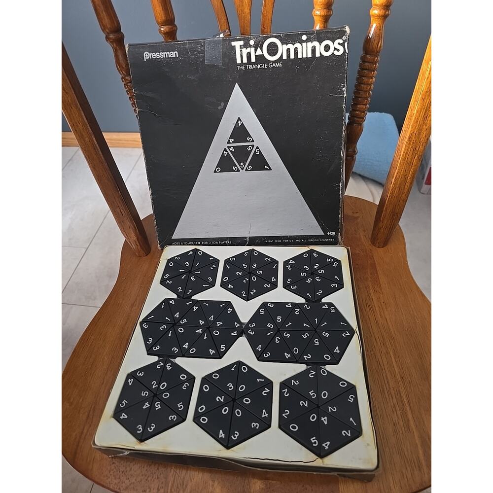 Vtg Pressman‎ Game of Tri-Ominos Classic Retro The Triangle Game Dominoes #4420